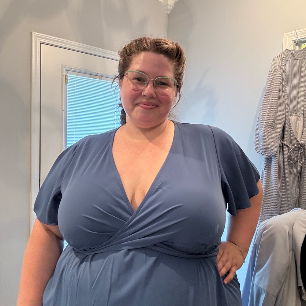 Elegant Blue Wrap Dress